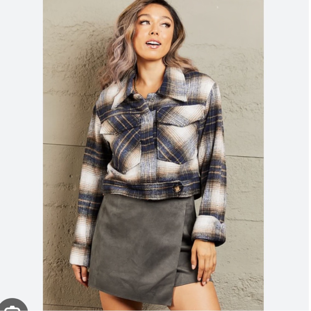Cropped Plaid Jacket